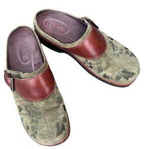 Klogs Women's Austin Green Suede Floral Tapestry Clogs Size 8M